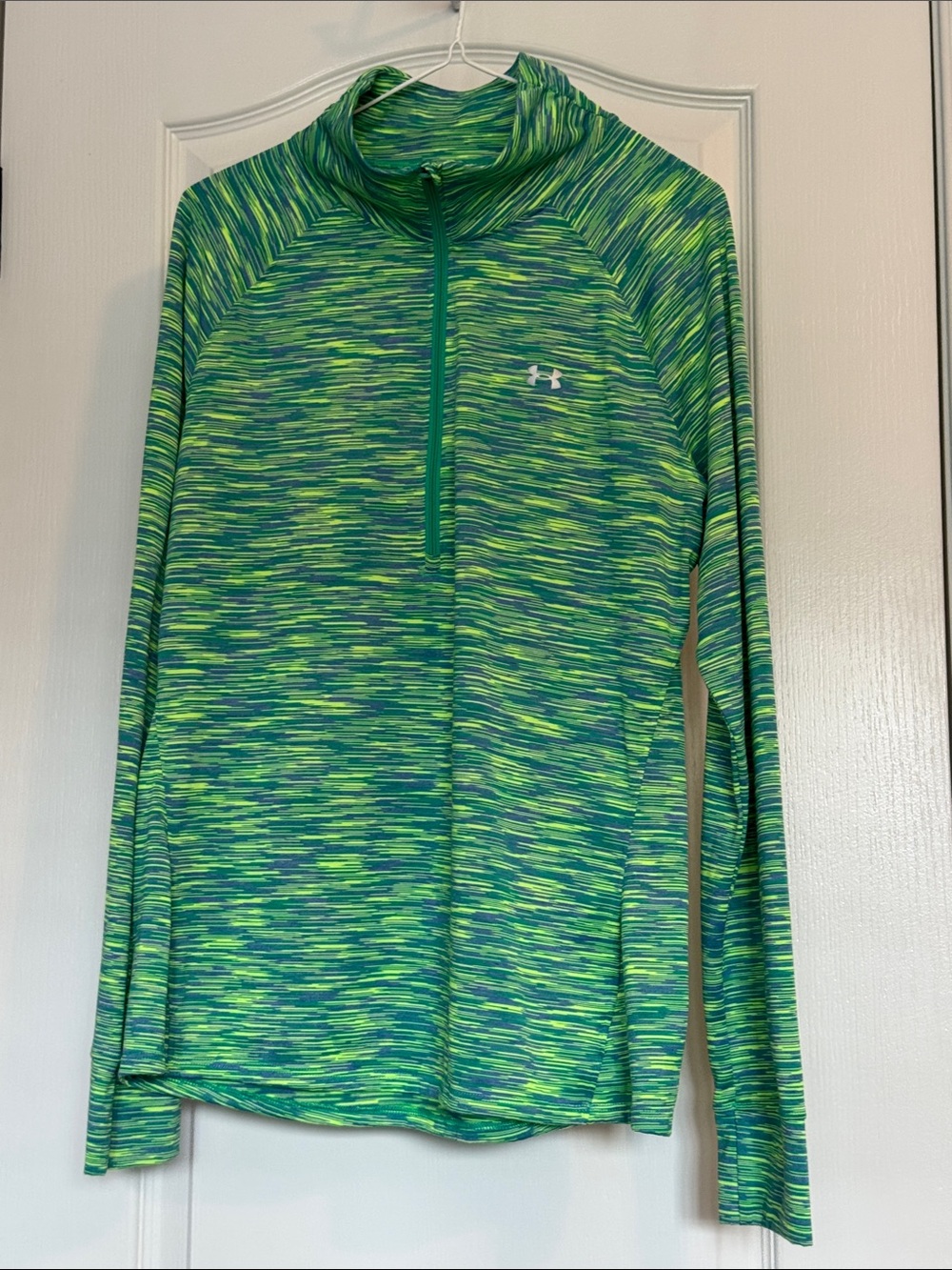 Under Armour Neon Green and Navy Space-Dye 1/4 Zip Pullover